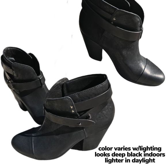 NIB $495 rag & bone | Leather | Harrow | Metal Stud Ankle Boots in Black - Picture 7 of 12